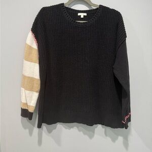 Lisa Todd cotton Sweater with Striped Sleeve